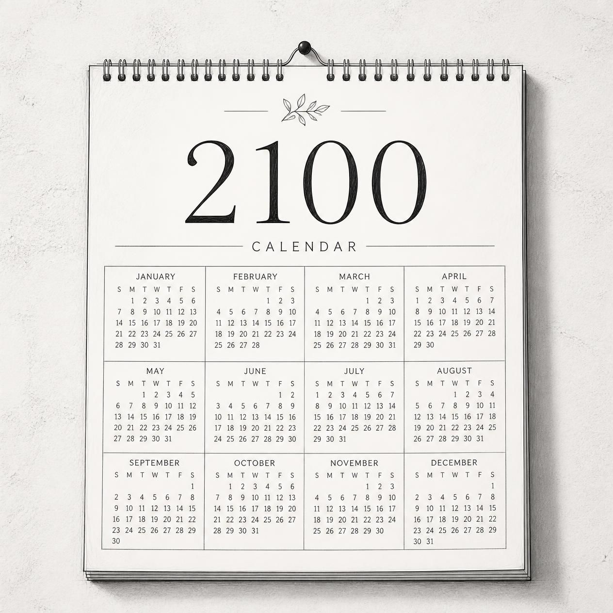 Kalender aus dem Jahr 2100
